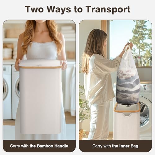 Bathola Laundry Hamper with Lid, Laundry Basket with Removable Bag - Image 3