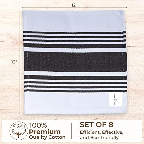 Urban Villa Kitchen Towels Cotton Dish Towels 12”x12” Grey White - Image 2
