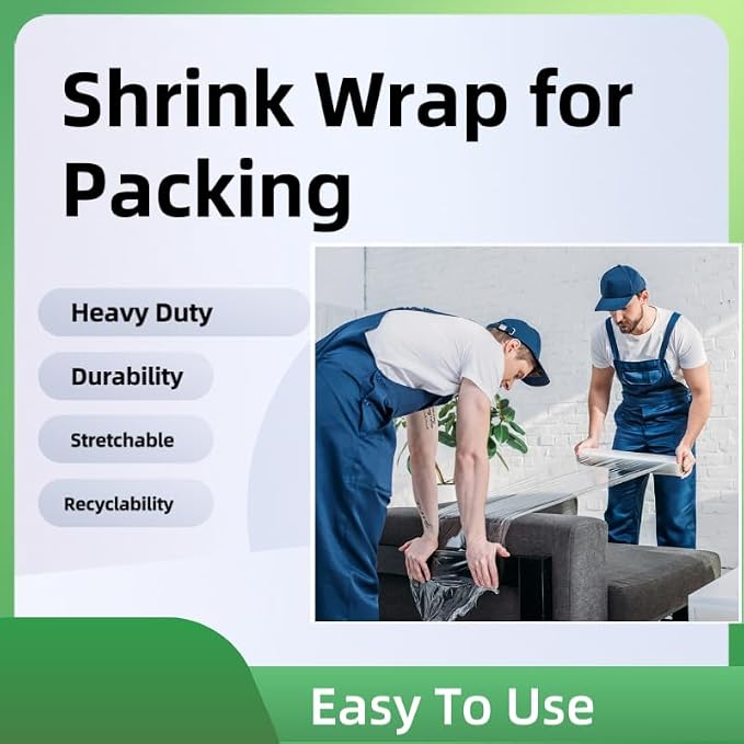 AISEY Stretch Wrap Roll Heavy Duty Plastic Moving Wrap 11.8" X 500FT - Image 3