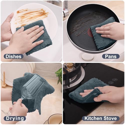 Homaxy Super Soft 16 Pack Coral Velvet Dish Cloths, Dark Grey - Image 6