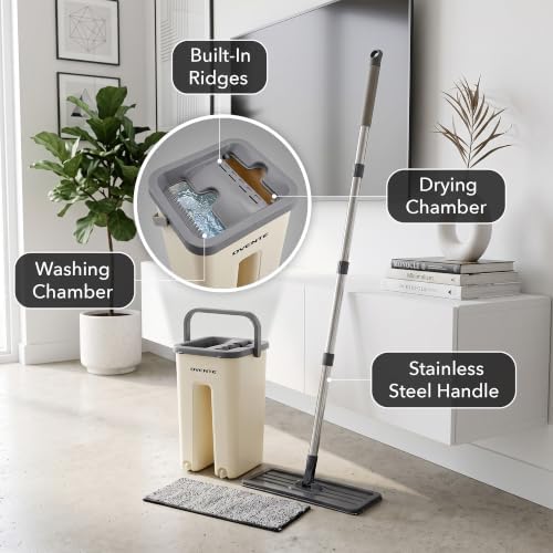 OVENTE Mop and Bucket Wringer Set, Washable Microfiber Pad - Image 3
