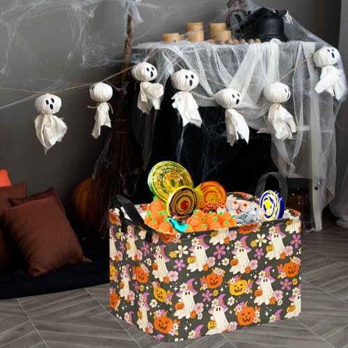 Halloween Pumpkin Ghost Storage Basket, Foldable Toy Organizer Bin - Image 5