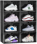 8 Pack XL Shoe Storage Box Organizer, Drop Side Large Shoe Boxes Clear Plastic by OMOPINSHOEBOX