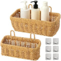2 PCS Wall Hanging Baskets, Woven Storage Organizer Set, Rattan Style Shelf by Unknown