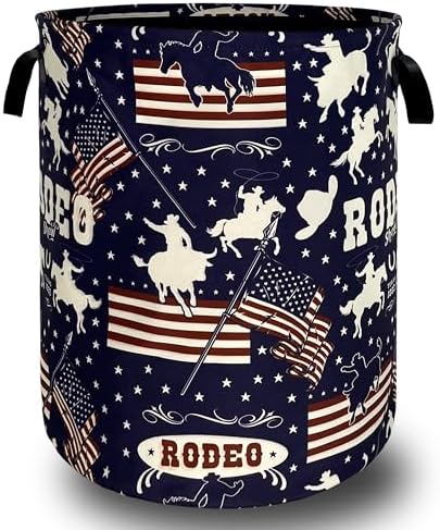 Western Cowboy Laundry Basket Oxford Cloth Foldable Hamper 18.9x16.5 Inch by Unknown