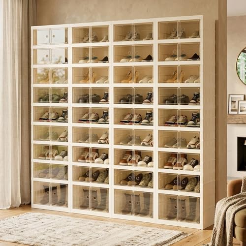 Foldable Shoe Organizer Storage Box Set of 4, Portable Extra Large Folding Shoe by Tykacna