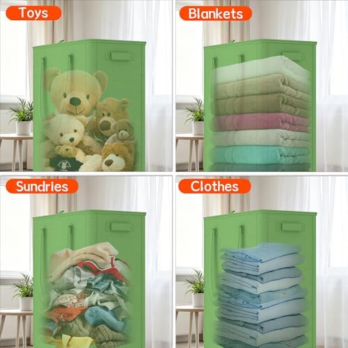 Slim Laundry Hamper with Wheels, 15 Gal Rolling Laundry Basket with lid and - Image 6