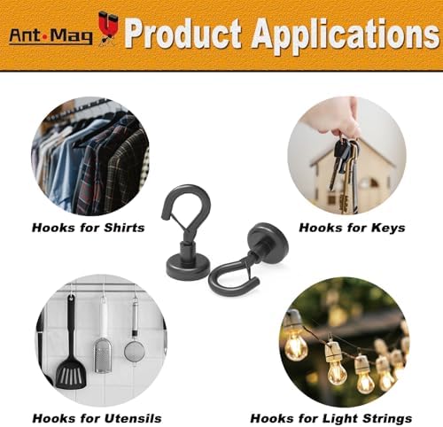 Ant Mag Magnetic Hooks Heavy Duty 22LBS Strong Magnet Snap Hooks 16 Pack - Image 5