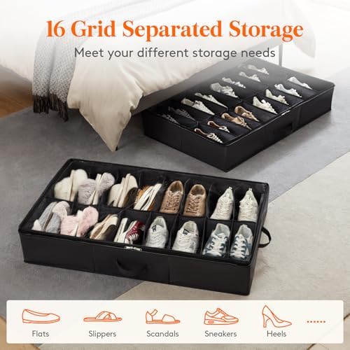 Lifewit Under Bed Shoe Storage Organizer 2 Pack, 4.3 Inches Profile Fabric - Image 5