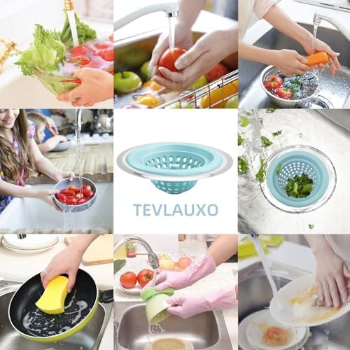 Silicone Strainer for Kitchen Sink, 2 Pack, Stainless Steel Reinforced - Image 2