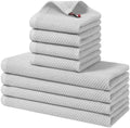 Homaxy 8 Pack 100% Cotton Kitchen Towels and Dishcloths Set, Light Gray by Homaxy