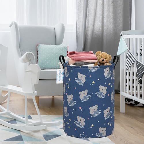 Round Laundry Basket Collapsible Storage Hamper Organizer Space Koala - Image 6