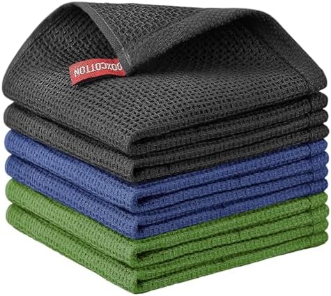 Nialnant 6 Pack Kitchen Towels, 100% Cotton, 12x12 Inches by Nialnant
