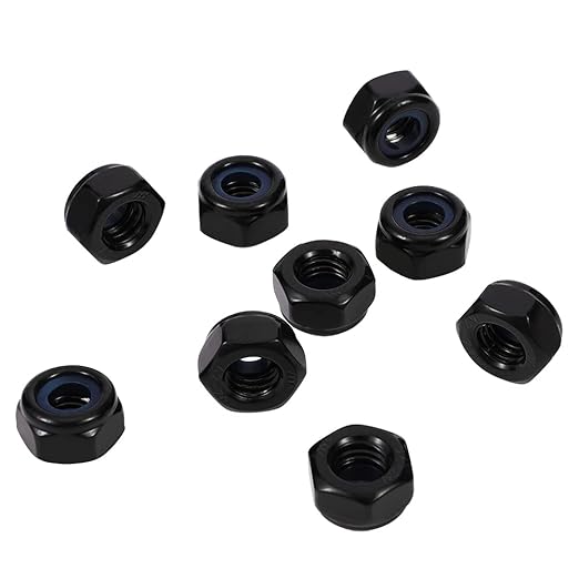 MewuDecor #10-24 Nylon Insert Hex Lock Nuts Locknuts, 304 Stainless Steel 18-8, Black Oxide, 50 PCS