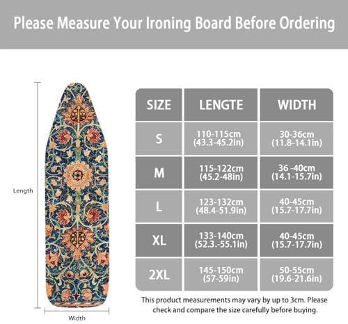 William Morris Pattern Polyester Ironing Board Cover Hook & Loop Elastic Edge - Image 6