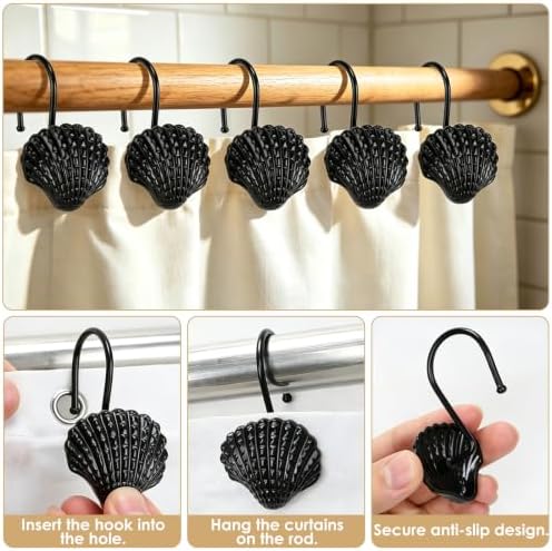 Metal Seashell Shower Curtain Hooks, Rust-Resistant Hooks - Image 4