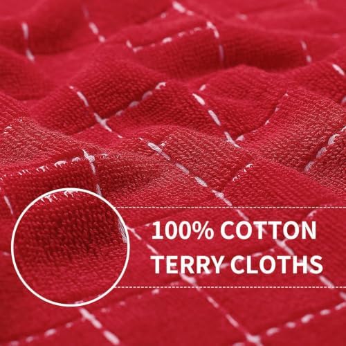 Kitinjoy 100% Cotton Terry Kitchen Dish Cloths, 12”x 12” - Image 2