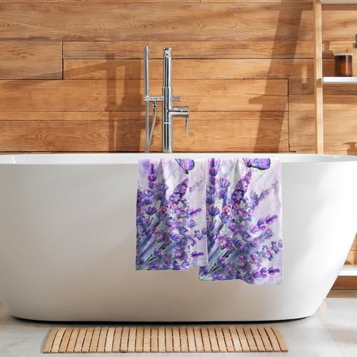 Watercolor Lavender Butterfly Kitchen Towels Set of 2 Purple Flower Butterflies - Image 7