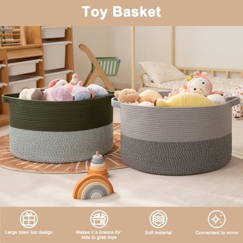 OIAHOMY 90L XXXLarge Blanket Basket Living Room Laundry Basket Dark Grey - Image 3