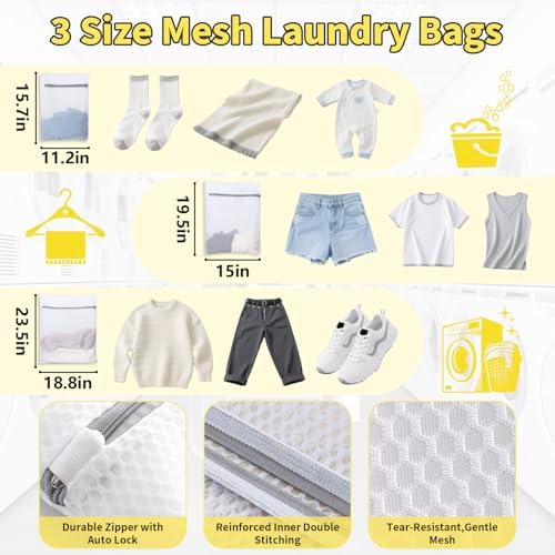 150L Laundry Bag Backpack with 3 Sizes Mesh Wash Bags and Shoulder Straps - Image 3