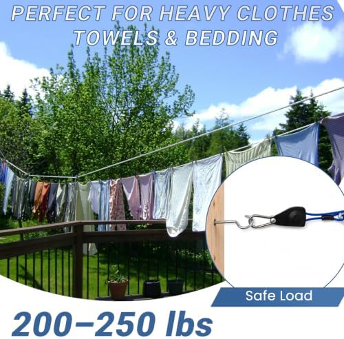 40FT Outdoor Clothesline Wire Rope System, Adjustable Steel Laundry Line - Image 3