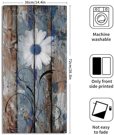 Rustic Daisy Bathroom Hand Towels Set of 2 Blue Brown Floral Farmhouse - Image 2
