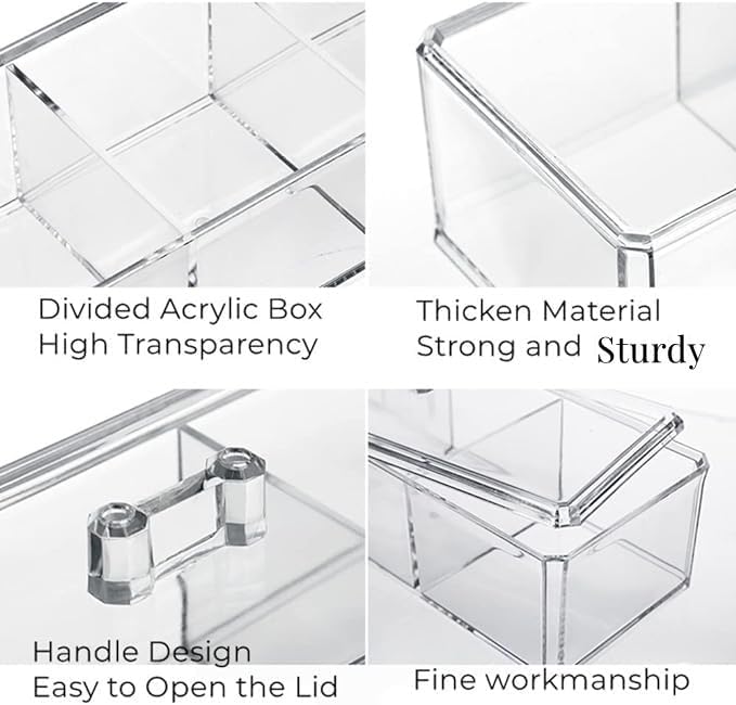 UTTH-DTTK Clear Cotton Ball and Swab Holder 3 Divided Compartments - Image 3