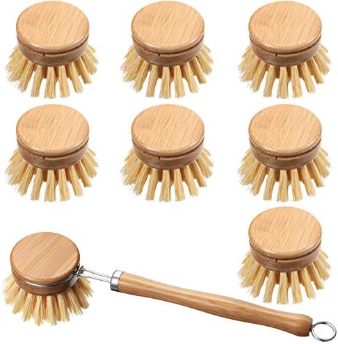 Patelai 8 Pcs Dish Brush with Wood Handle, Natural Dish Scrubber Brush by Patelai