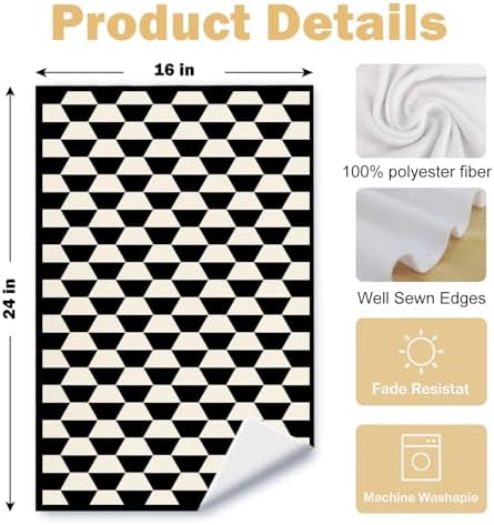 Black and White Kitchen Towels Set of 2, Boho Minimalist Abstract Dish Tea - Image 6
