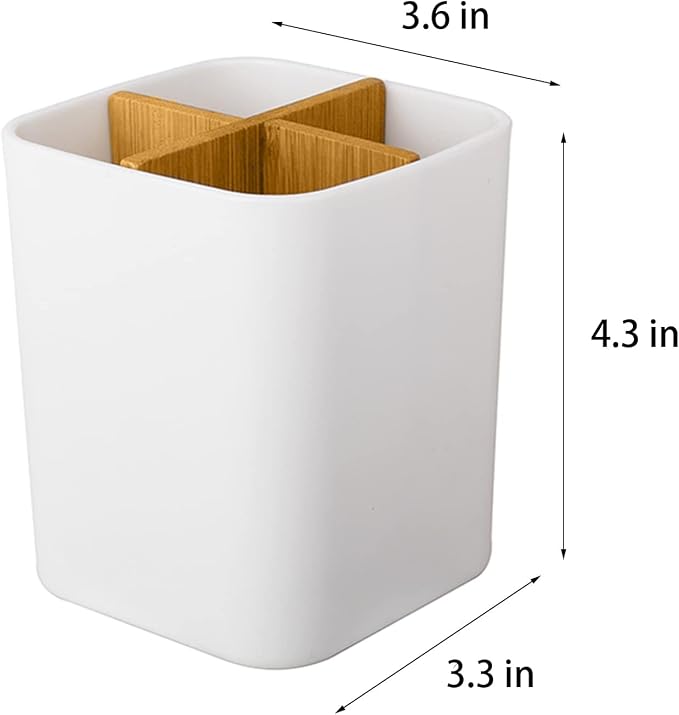 Bamboo Toothbrush Holder for Bathrooms Toothpaste Organizer - Image 6