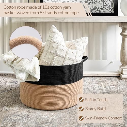 INDRESSME XXXLarge Woven Rope Blanket Basket Living Room Black Camel - Image 2