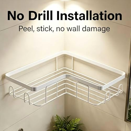 Shower Caddy 2 Pack, No Drilling Adhesive Bathroom Organizer Shelf Rack - Image 5