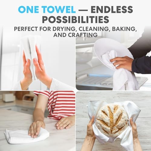 Simpli-Magic Flour Sack Kitchen Towels 24"x24" – 100% Cotton, High Absorbent - Image 3