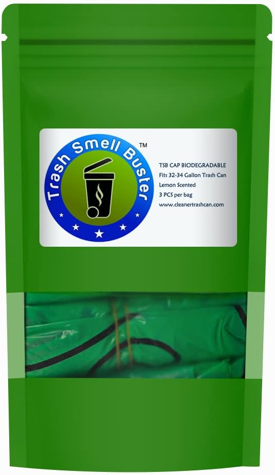 Outdoor Trash Can Cover Odor Eliminating Bag with Elastic Band Lemon Scented Durable 32 Gallon 3 Pack
