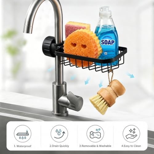 Kitchen Sink Sponge Holder over Faucet Caddy Organizer - Image 3