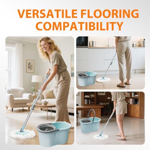 Mop Buckets for Floor Cleaning 360° Spin Wringer Separate Dirty Water - Image 7