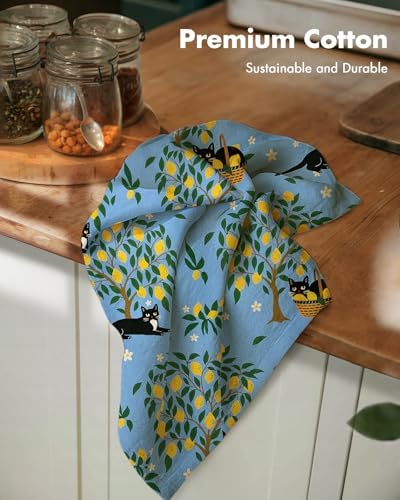 Miss Adola Flour Sack Kitchen Towels Set of 2, Lemon Grove Cat - Image 2
