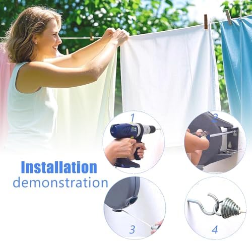 Retractable Clothesline Used to Outdoor，39 feet PVC Line Retracting，Including - Image 2