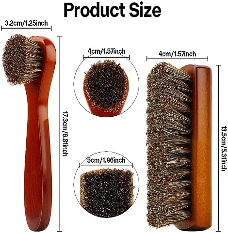 Shoe Brush, Shoe Cleaning Brush, 2 Pieces Horsehair Shoe Brush, Boot Brush - Image 3