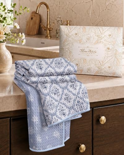 Miss Adola Reversible Microfiber Kitchen Towels Set of 2, Toile Elegance - Image 6