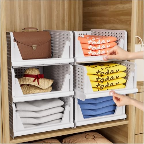 CTSNSLH 5 Pack Closet Organizers Stackable Storage Box by CTSNSLH