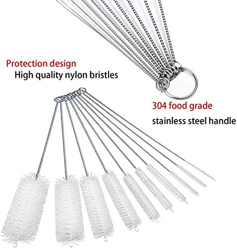 Long Straw Brush, Nylon Pipe Tube Cleaner 8-ihch 10 Different Diameters Set of - Image 3