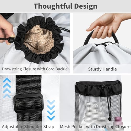 150L Laundry Bag Backpack with 3 Sizes Mesh Wash Bags and Shoulder Straps - Image 6