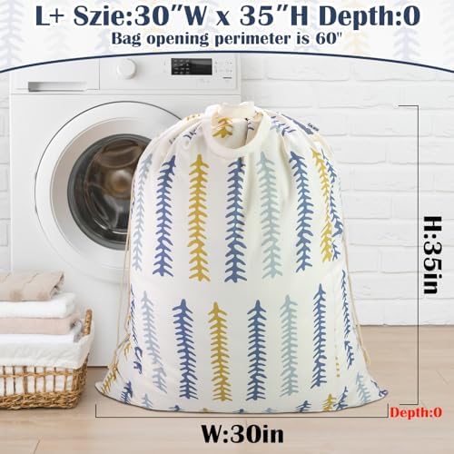 Thick Canvas Laundry Bag with Handles & Drawstring 30"Wx35"H, L+ Fishbone - Image 4