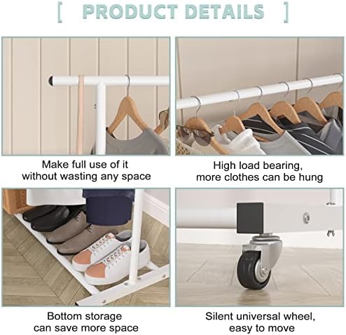 Sywhitta Double Rod Metal Clothing Garment Rack on Wheels - Image 5