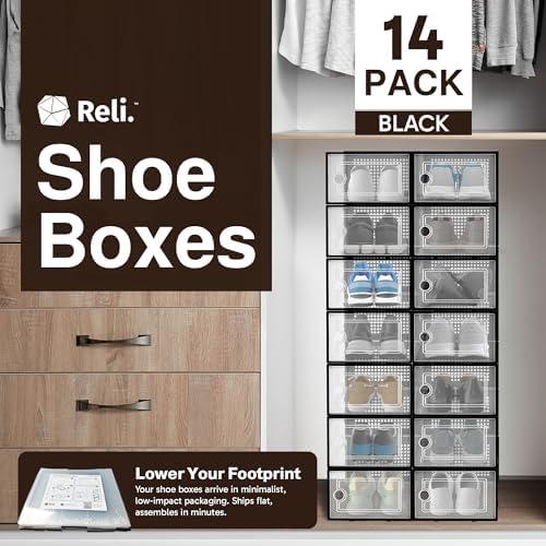 Reli. Shoe Box | Clear Storage Shoe Box Stackable & Compact - Image 2