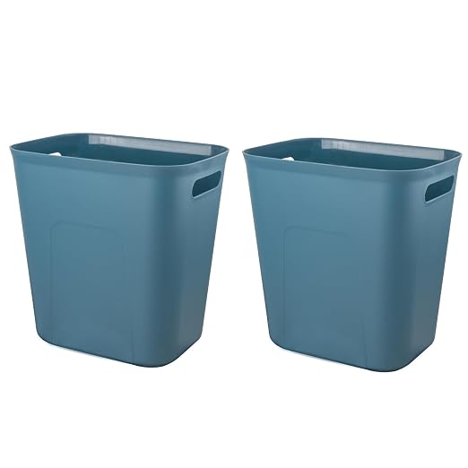 UUJOLY Plastic Small Bathroom Trash Can, 3.5 Gallon, Bluish Green, 2 Pack | by UUJOLY