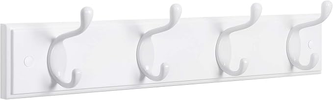 SONGMICS Wall-Mounted Coat Rack, Hook Rack, 4 Dual Metal Hooks, in the Entryway by Unknown