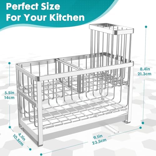 Sinnsally Kitchen Sponge Holder, Sink Caddy Organizer - Image 5