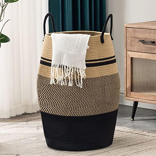 Large Laundry Basket Hamper Woven Blanket Basket Clothes Hamper by YOUDENOVA